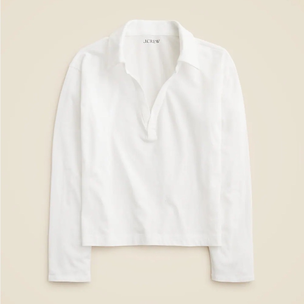 EUC J.Crew Vintage Johnny Collar Classic White Pullover Top